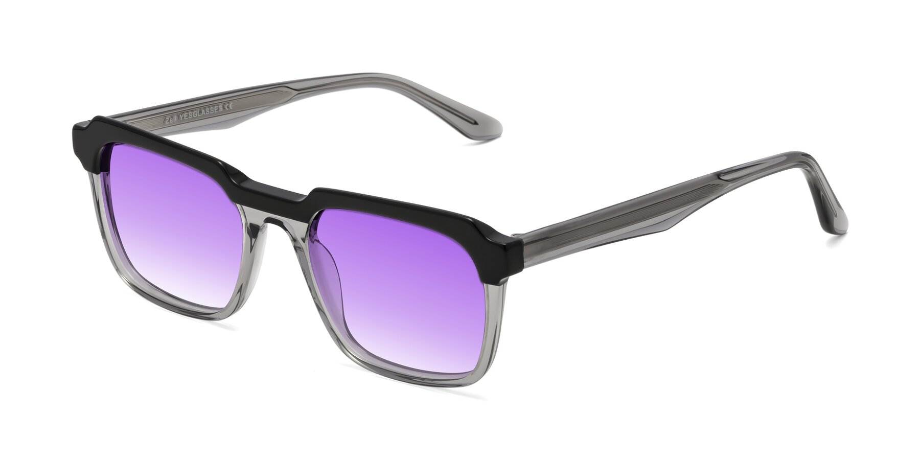 Angle of Zell in Black-Gray with Purple Gradient Lenses