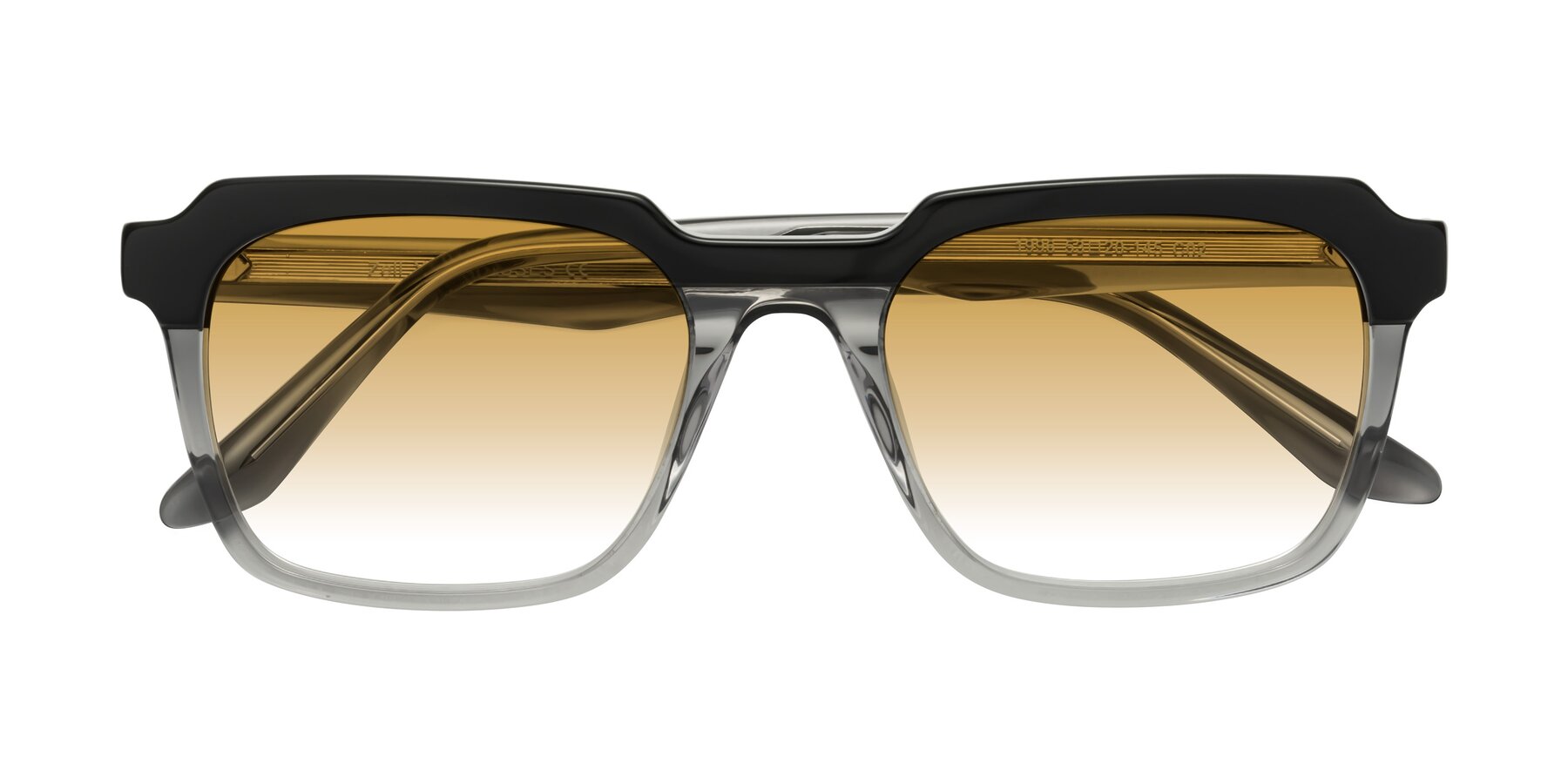Folded Front of Zell in Black-Gray with Champagne Gradient Lenses
