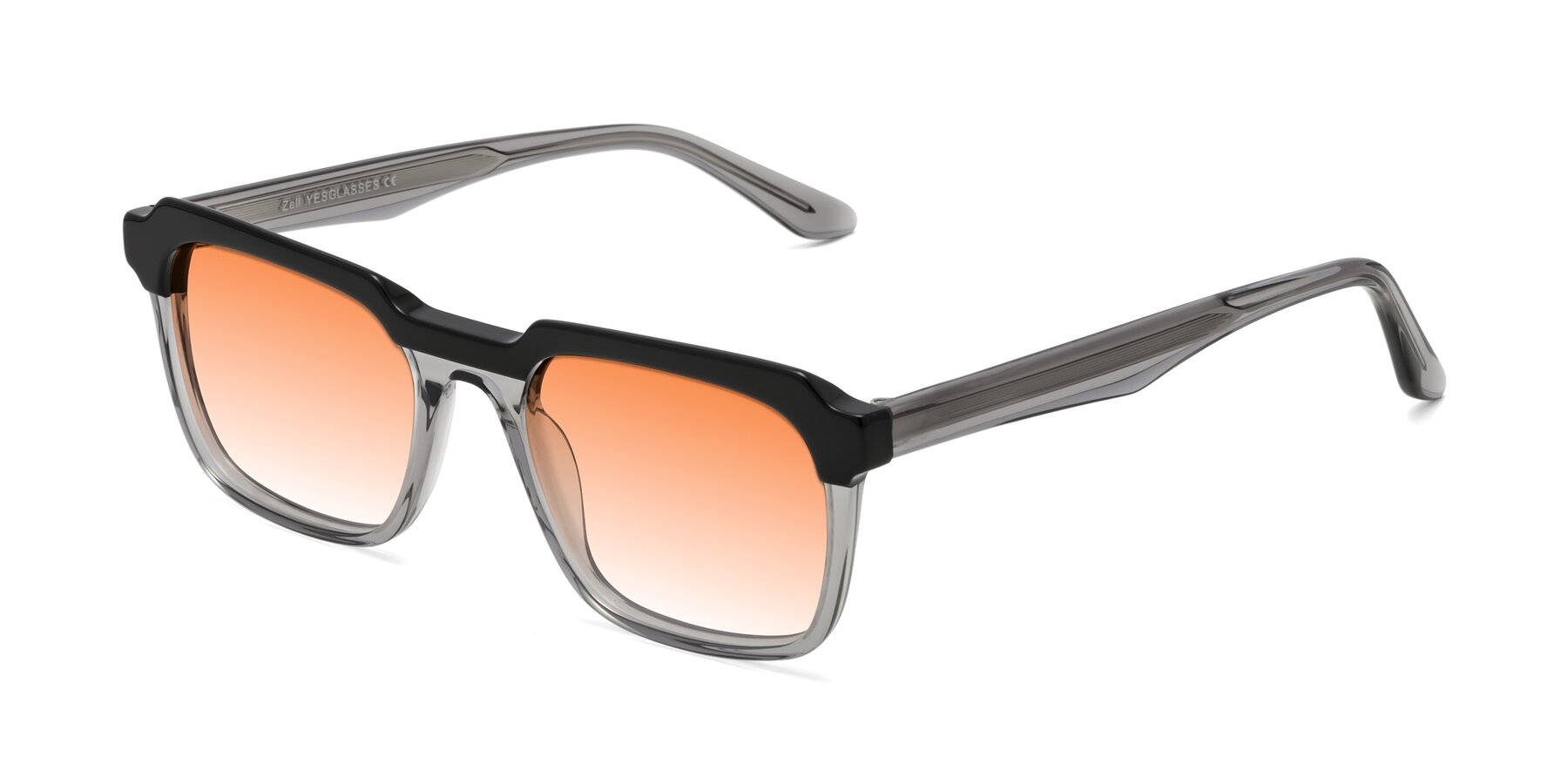Angle of Zell in Black-Gray with Orange Gradient Lenses