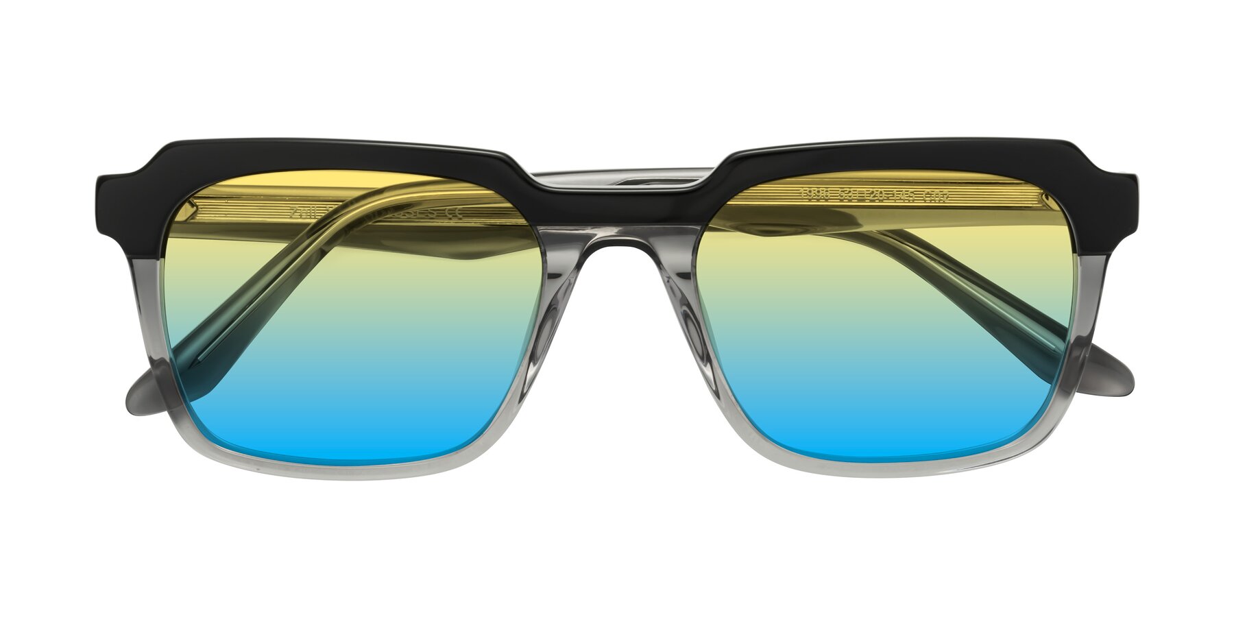 Folded Front of Zell in Black-Gray with Yellow / Blue Gradient Lenses
