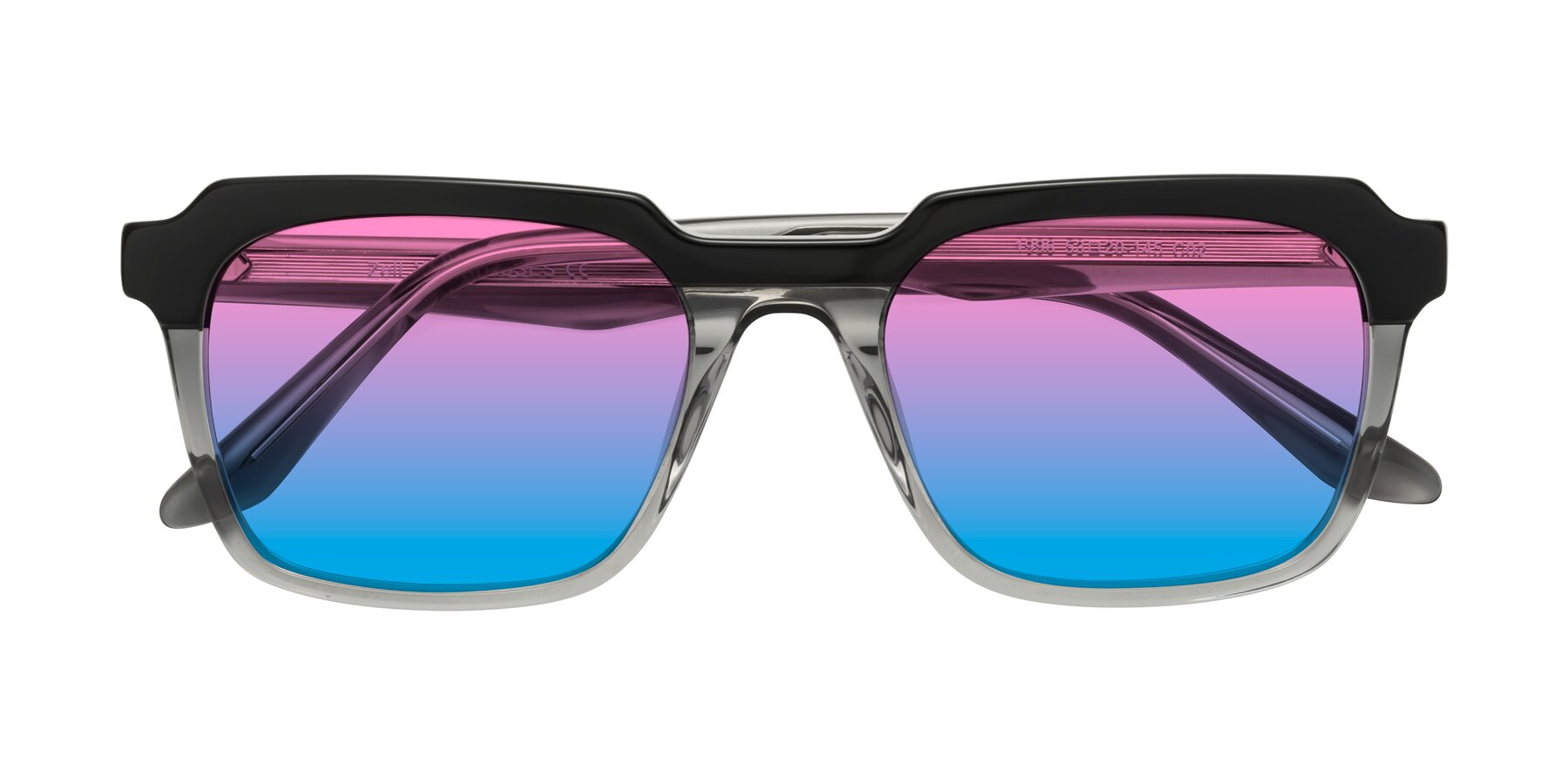 Folded Front of Zell in Black-Gray with Pink / Blue Gradient Lenses