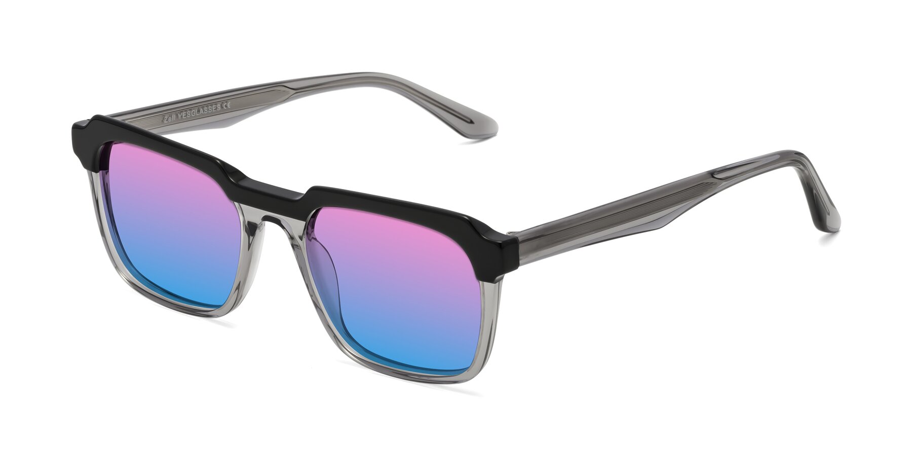 Angle of Zell in Black-Gray with Pink / Blue Gradient Lenses