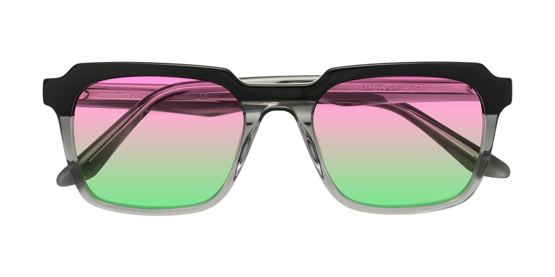 Folded Front of Zell in Black-Gray with Pink / Green Gradient Lenses
