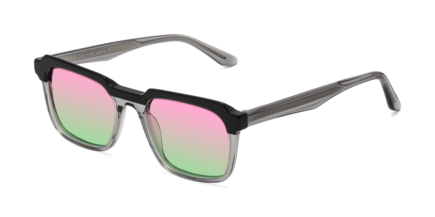 Angle of Zell in Black-Gray with Pink / Green Gradient Lenses