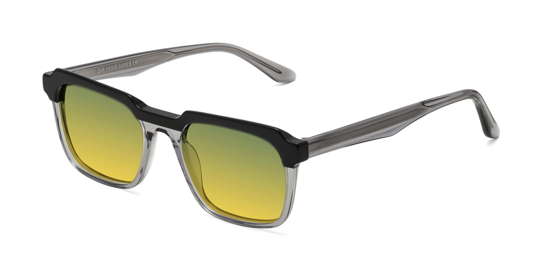 Angle of Zell in Black-Gray with Green / Yellow Gradient Lenses