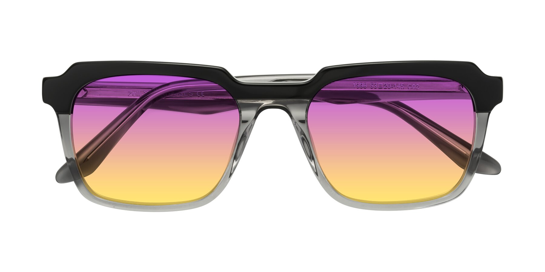 Folded Front of Zell in Black-Gray with Purple / Yellow Gradient Lenses