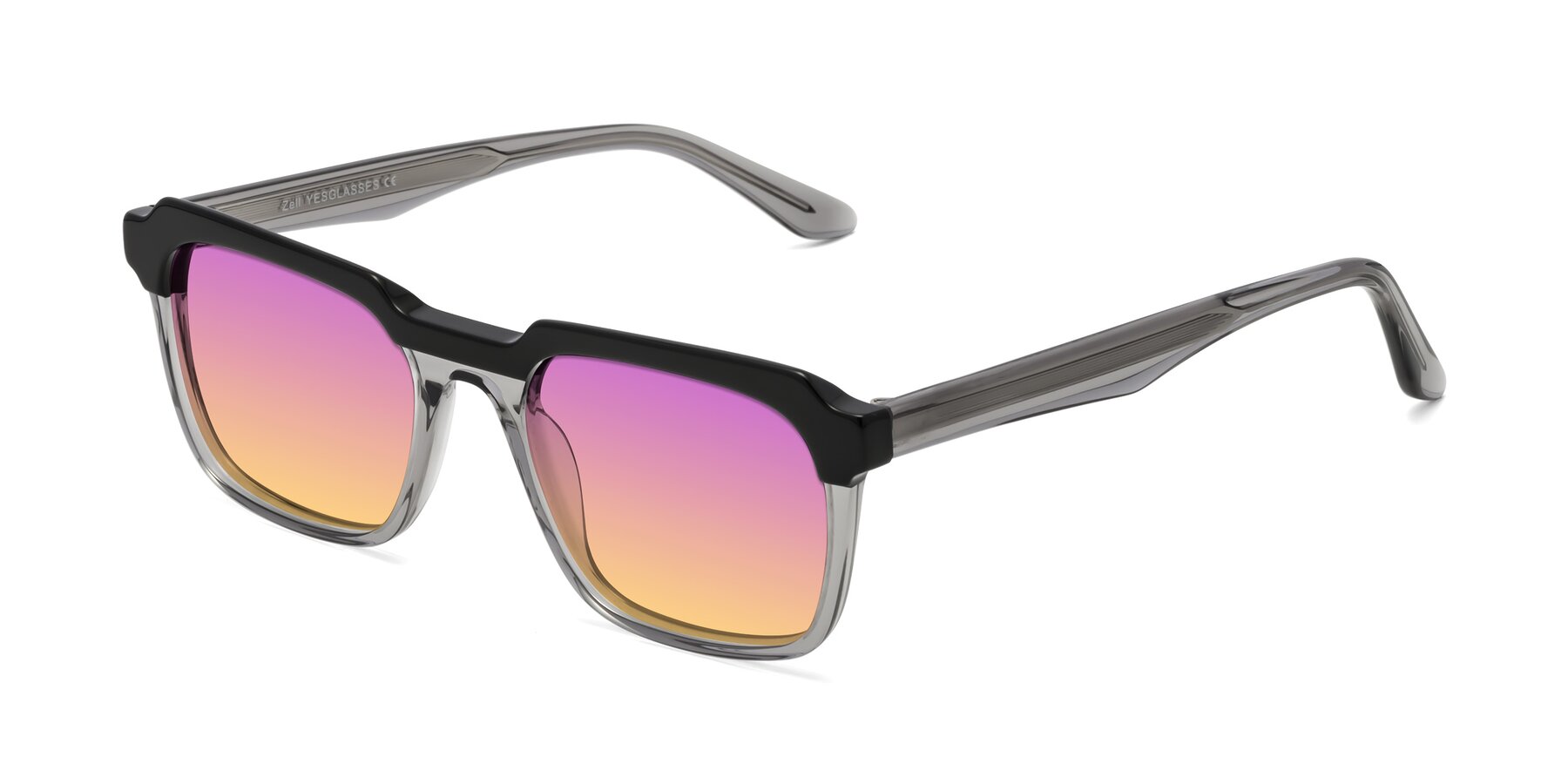 Angle of Zell in Black-Gray with Purple / Yellow Gradient Lenses
