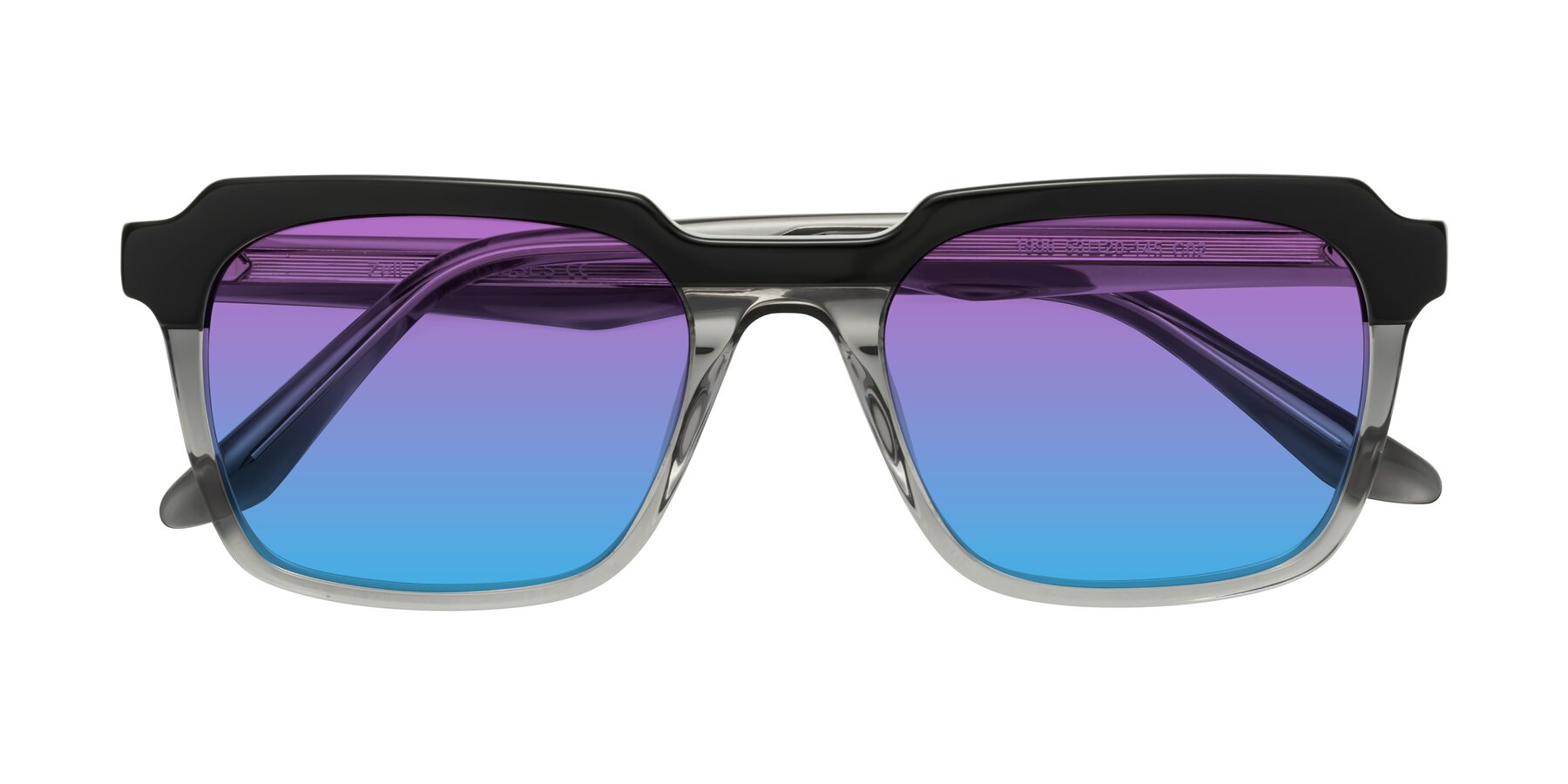 Folded Front of Zell in Black-Gray with Purple / Blue Gradient Lenses