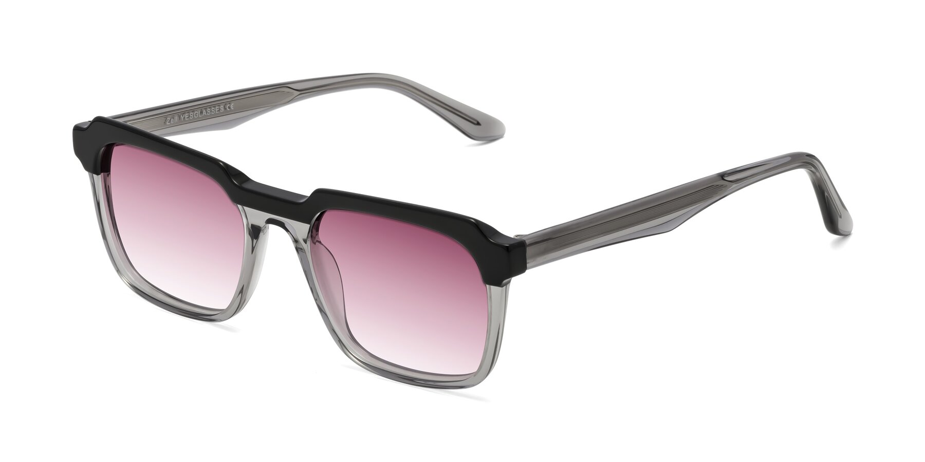 Angle of Zell in Black-Gray with Wine Gradient Lenses