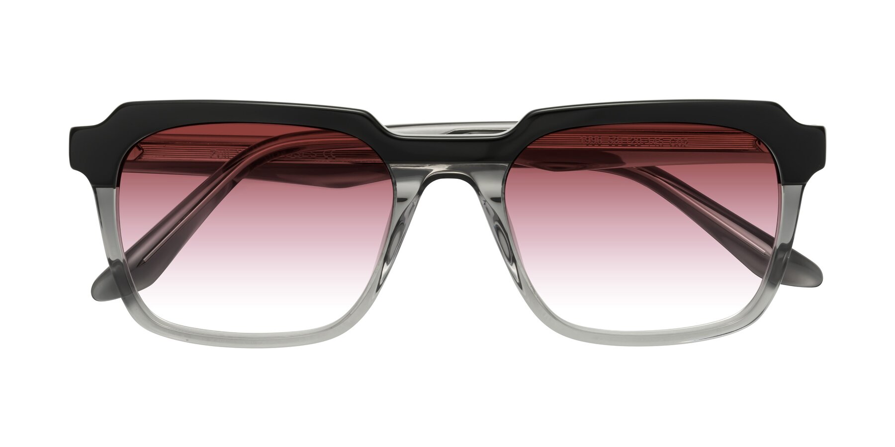 Folded Front of Zell in Black-Gray with Garnet Gradient Lenses