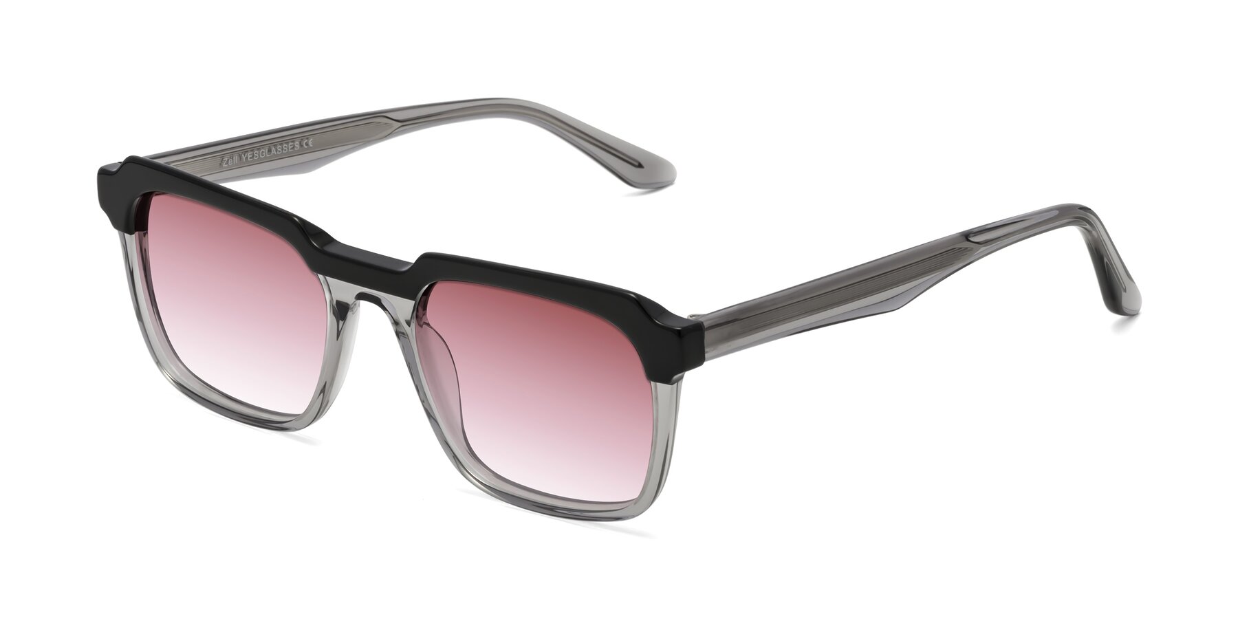 Angle of Zell in Black-Gray with Garnet Gradient Lenses