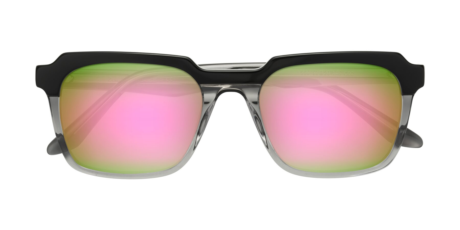 Folded Front of Zell in Black-Gray with Pink Mirrored Lenses