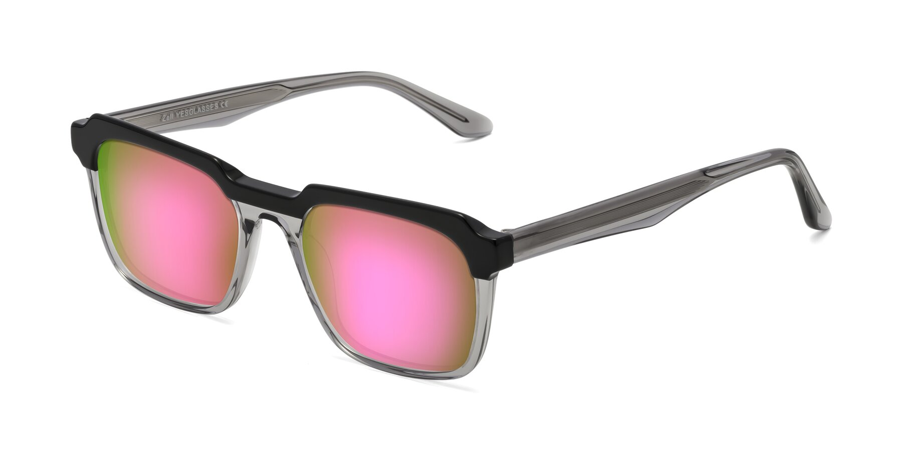 Angle of Zell in Black-Gray with Pink Mirrored Lenses