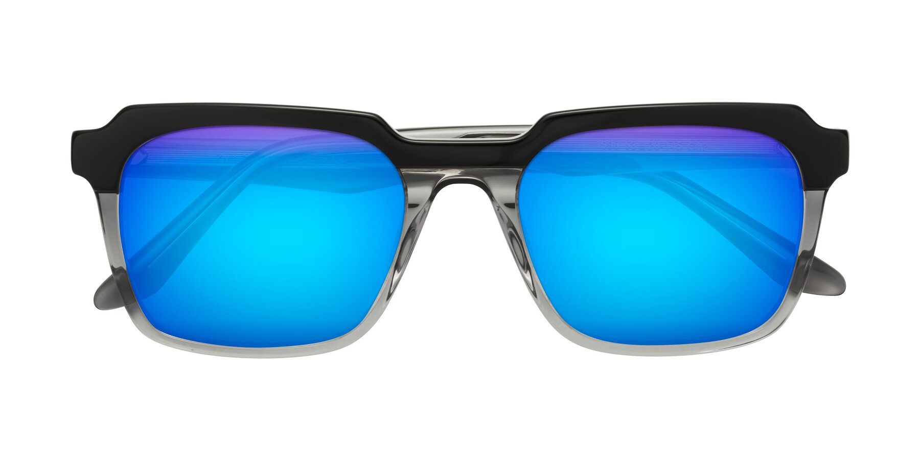 Folded Front of Zell in Black-Gray with Blue Mirrored Lenses