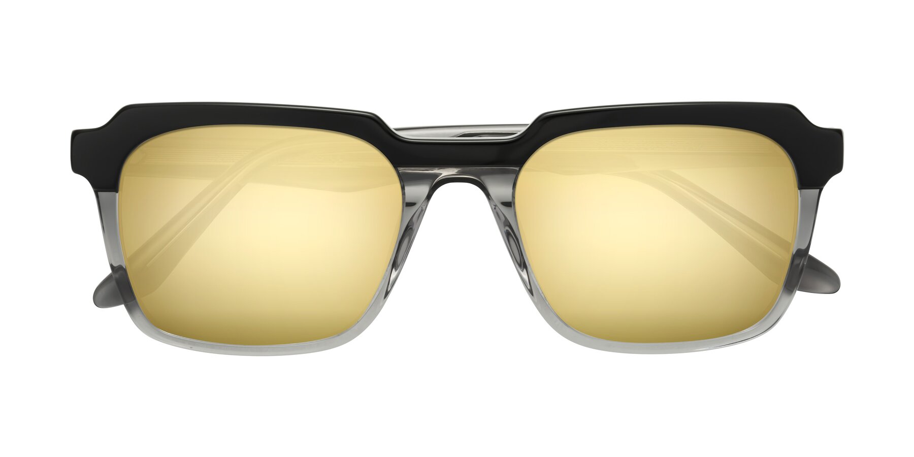 Folded Front of Zell in Black-Gray with Gold Mirrored Lenses