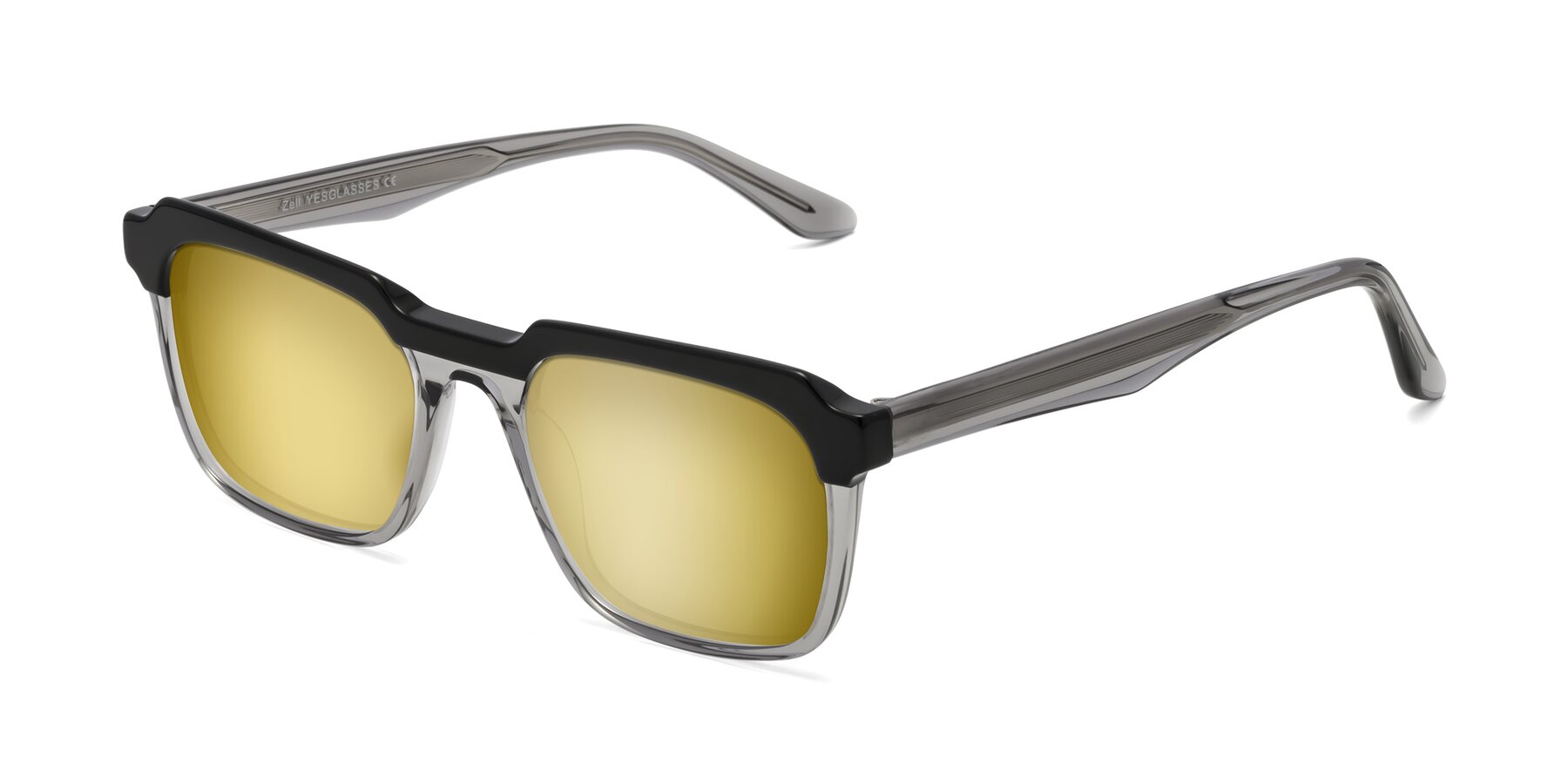 Angle of Zell in Black-Gray with Gold Mirrored Lenses