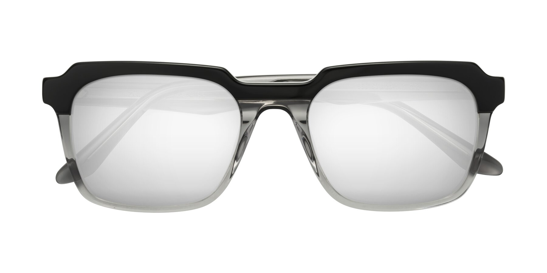 Folded Front of Zell in Black-Gray with Silver Mirrored Lenses