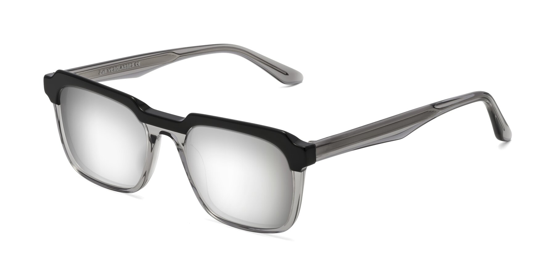 Angle of Zell in Black-Gray with Silver Mirrored Lenses