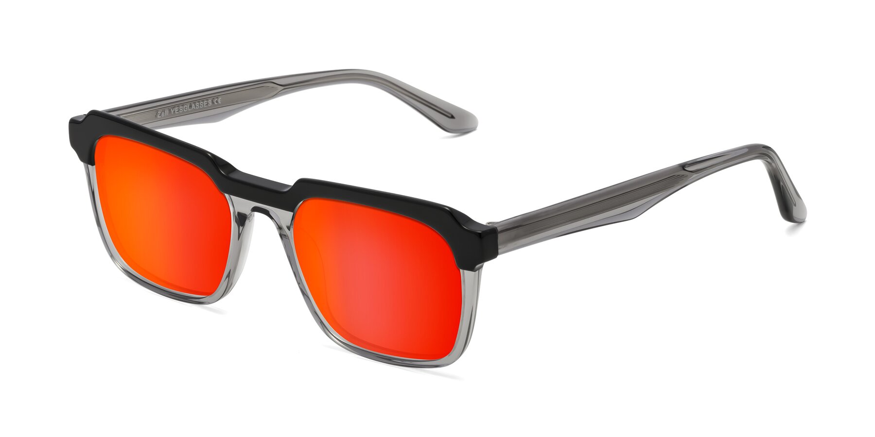 Angle of Zell in Black-Gray with Red Gold Mirrored Lenses