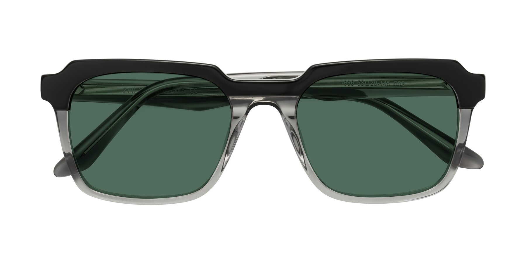 Folded Front of Zell in Black-Gray with Green Polarized Lenses