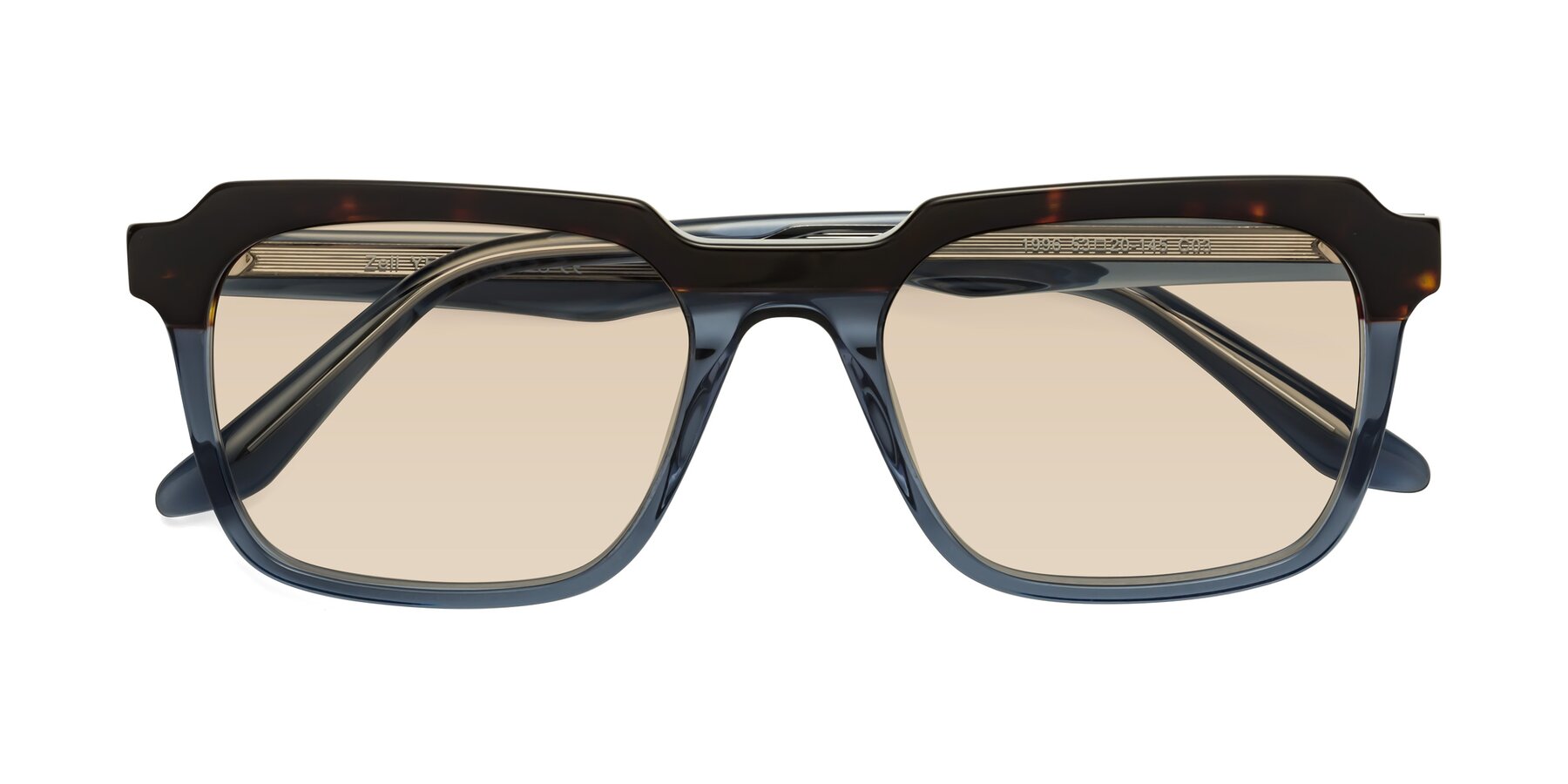 Folded Front of Zell in Tortoise-Blue with Light Brown Tinted Lenses