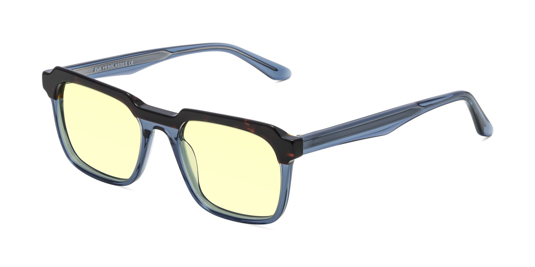 Angle of Zell in Tortoise-Blue with Light Yellow Tinted Lenses