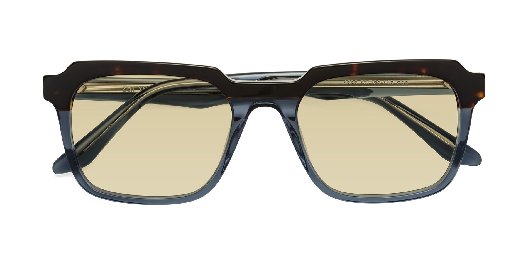 Folded Front of Zell in Tortoise-Blue with Light Champagne Tinted Lenses