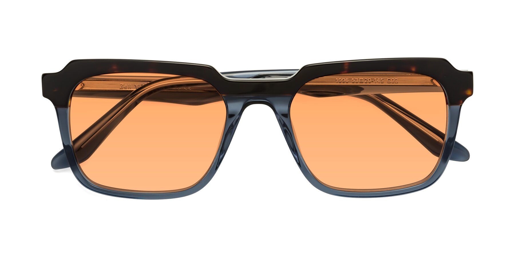 Folded Front of Zell in Tortoise-Blue with Medium Orange Tinted Lenses