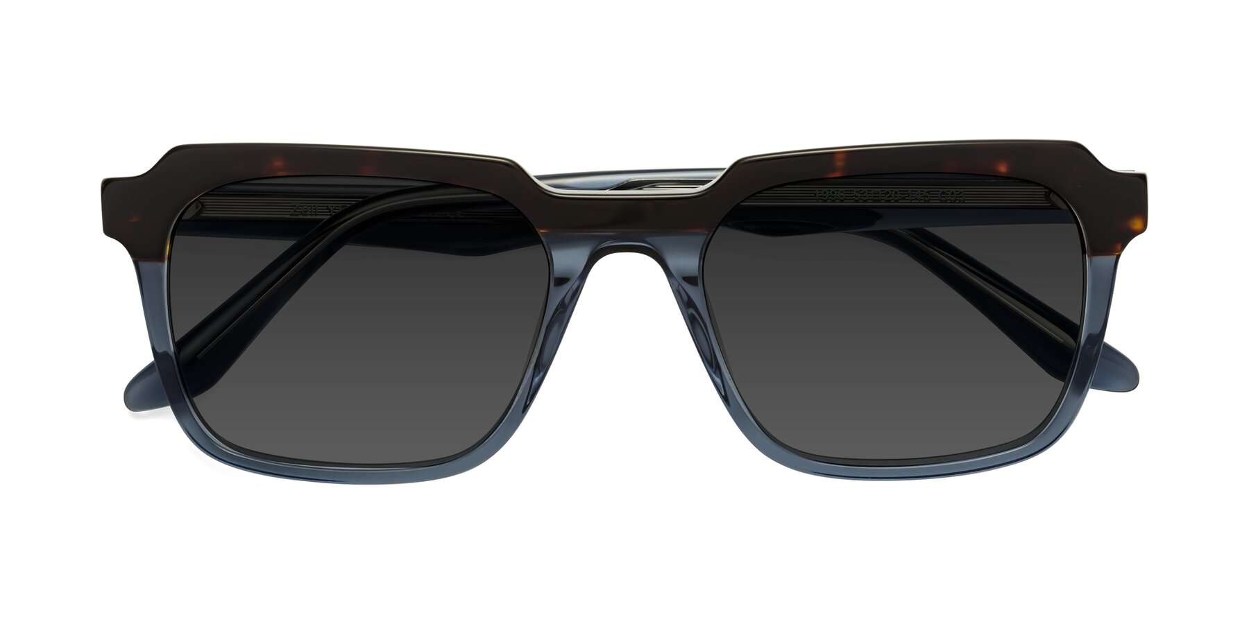 Folded Front of Zell in Tortoise-Blue with Gray Tinted Lenses