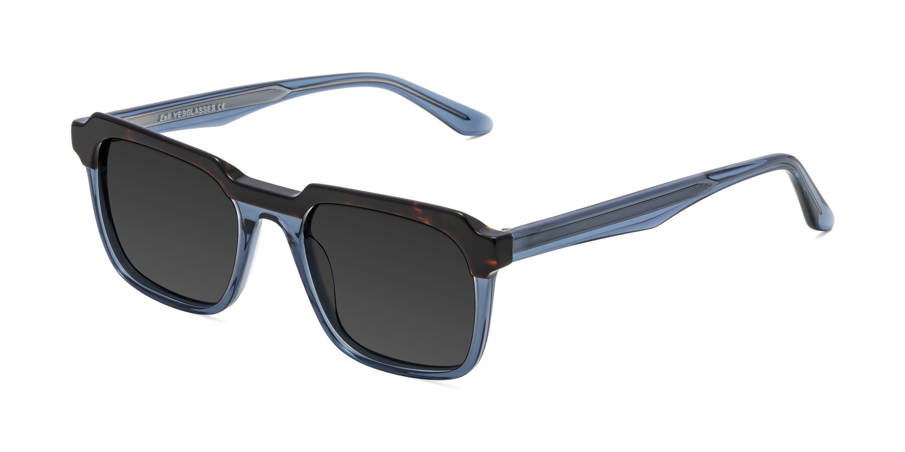 Angle of Zell in Tortoise-Blue with Gray Tinted Lenses