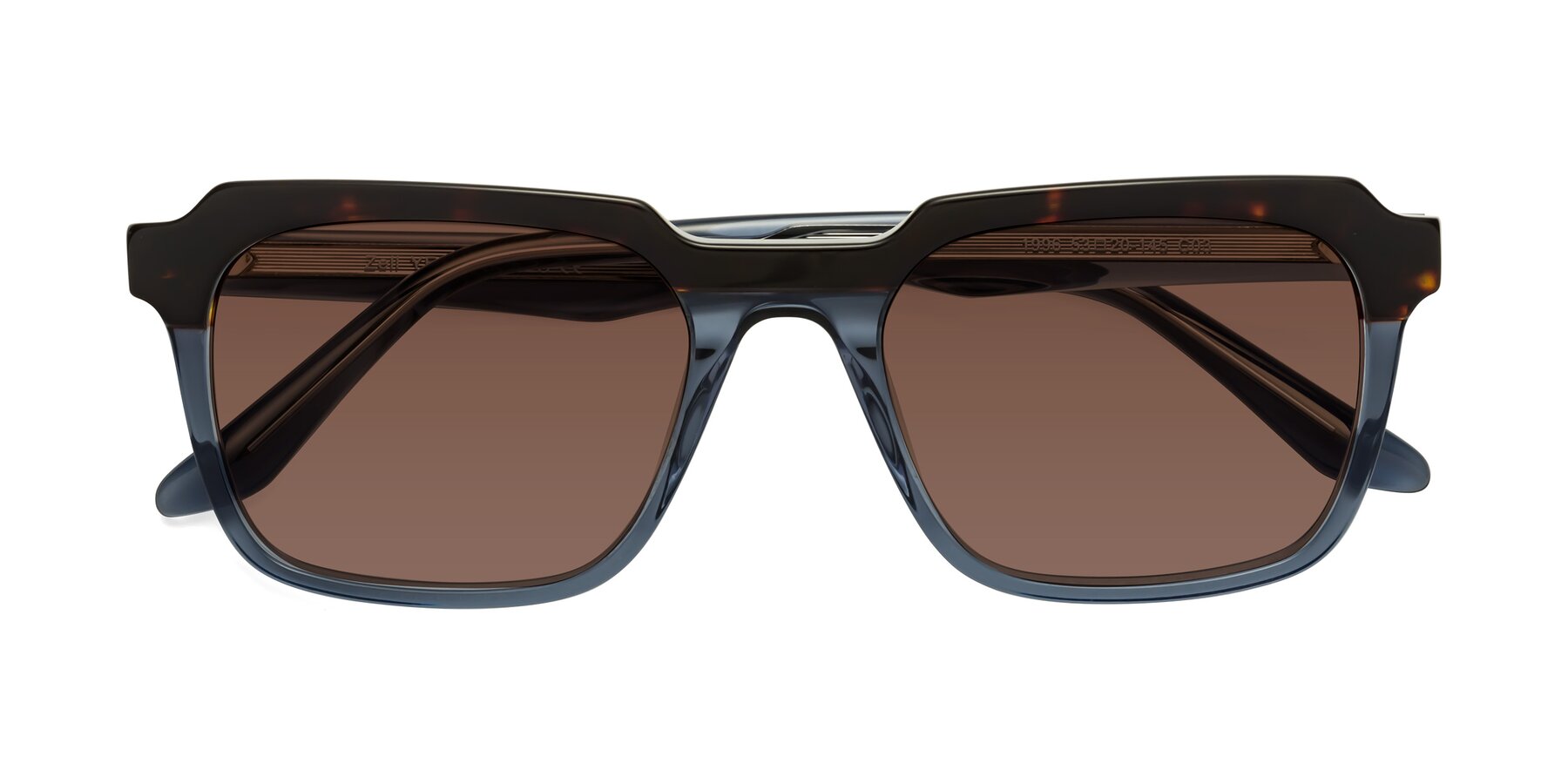 Folded Front of Zell in Tortoise-Blue with Brown Tinted Lenses