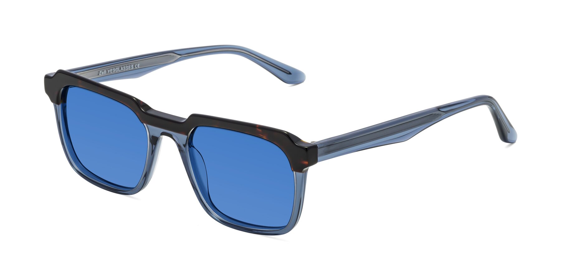 Angle of Zell in Tortoise-Blue with Blue Tinted Lenses