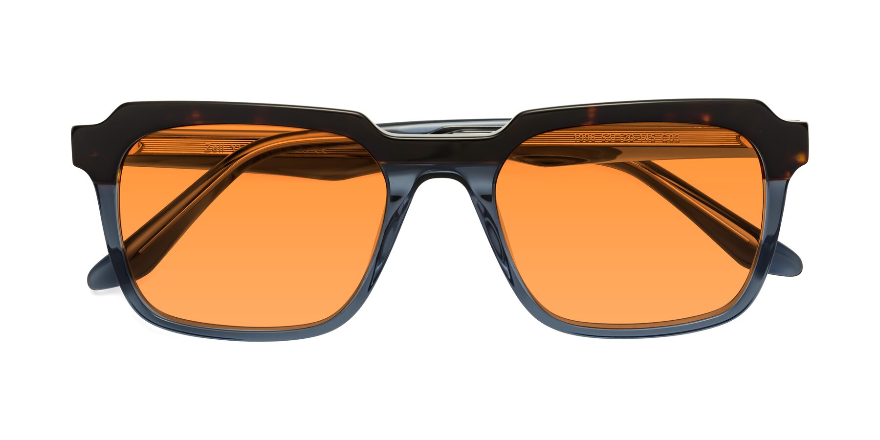 Folded Front of Zell in Tortoise-Blue with Orange Tinted Lenses