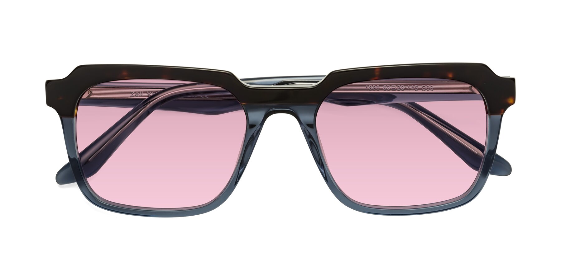 Folded Front of Zell in Tortoise-Blue with Light Wine Tinted Lenses