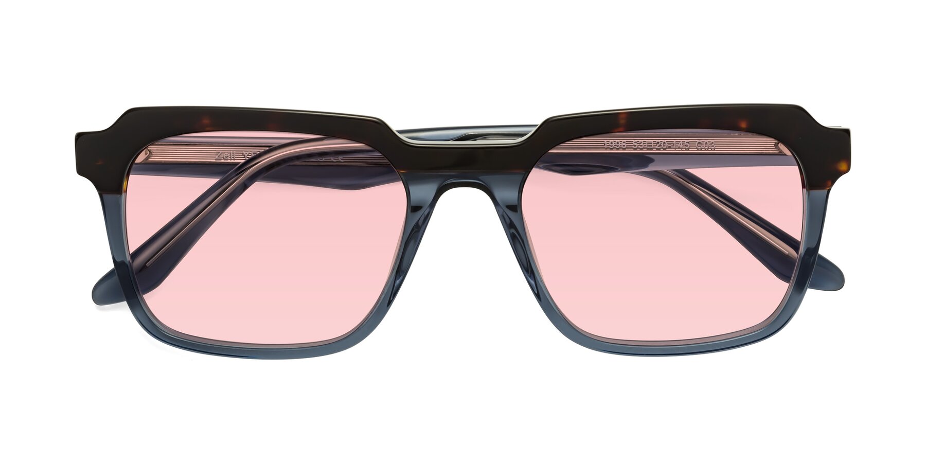 Folded Front of Zell in Tortoise-Blue with Light Garnet Tinted Lenses