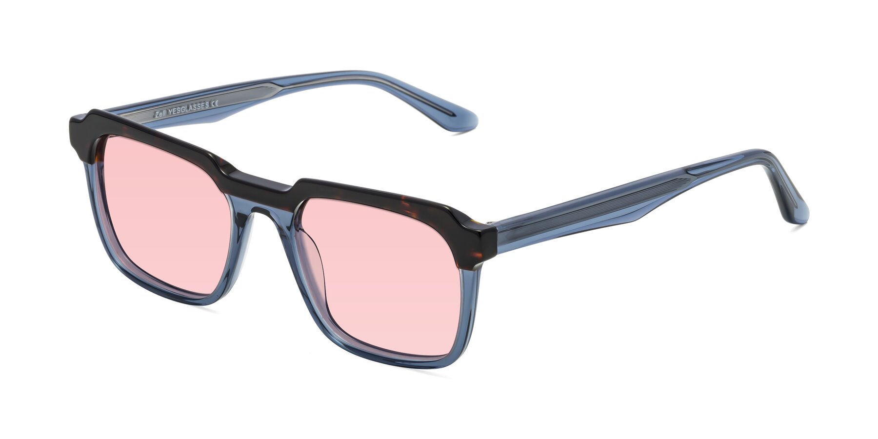 Angle of Zell in Tortoise-Blue with Light Garnet Tinted Lenses