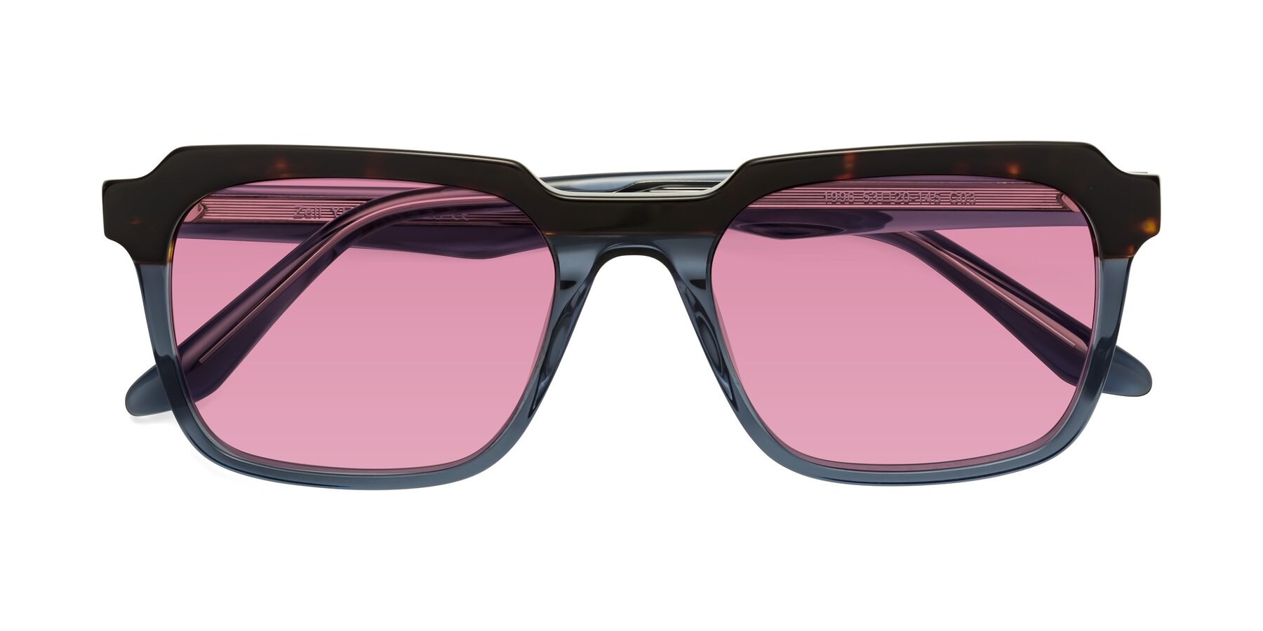 Folded Front of Zell in Tortoise-Blue with Medium Wine Tinted Lenses