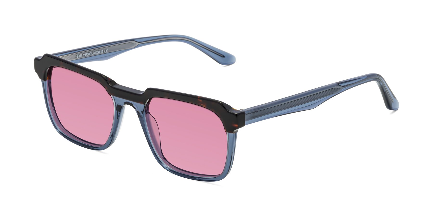 Angle of Zell in Tortoise-Blue with Medium Wine Tinted Lenses