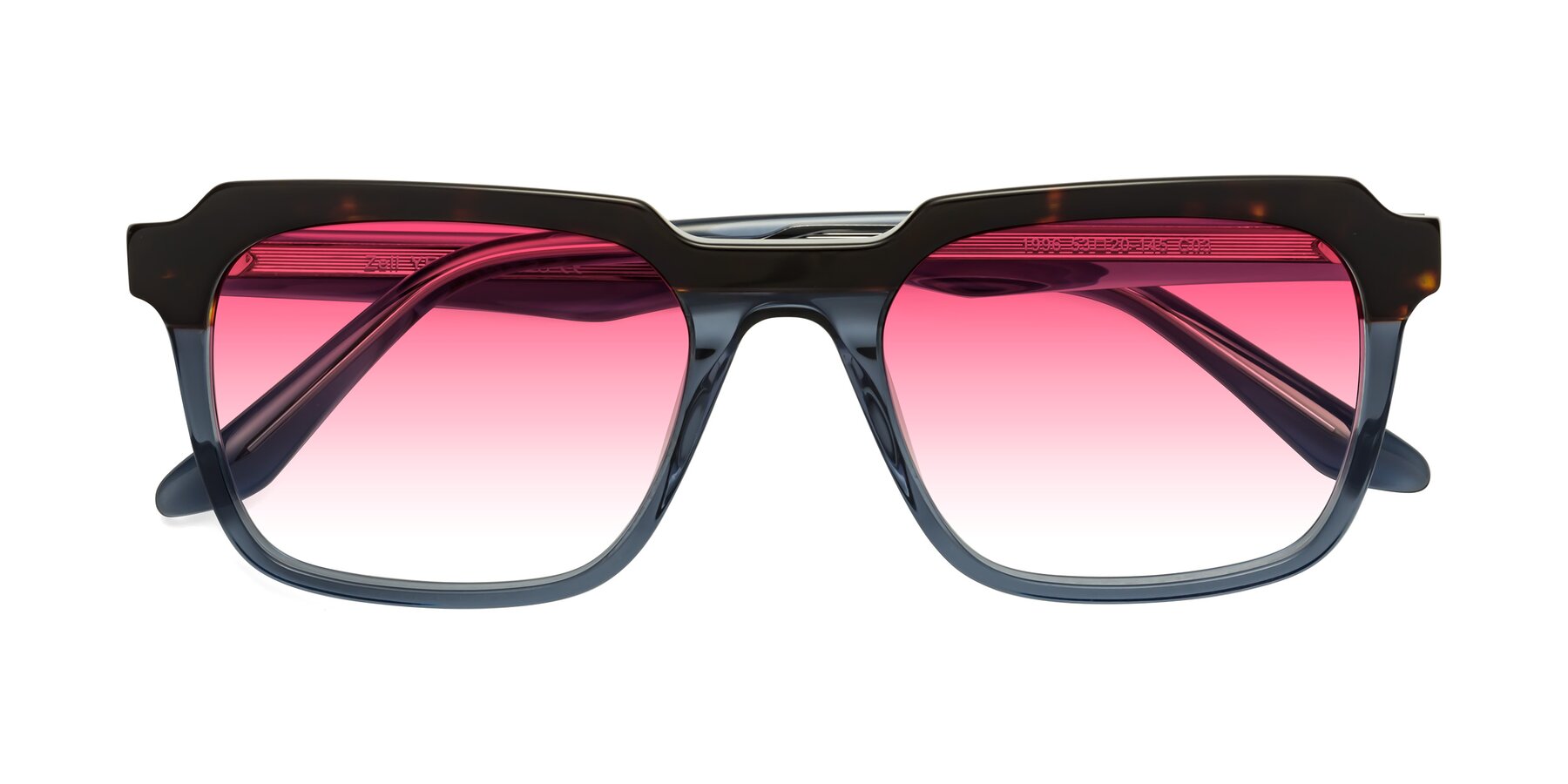 Folded Front of Zell in Tortoise-Blue with Pink Gradient Lenses