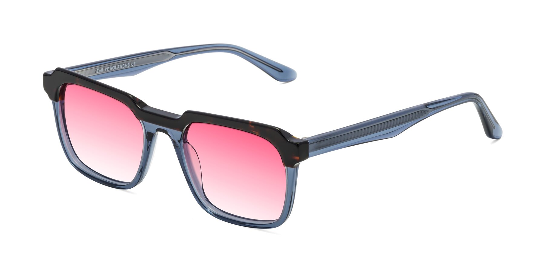 Angle of Zell in Tortoise-Blue with Pink Gradient Lenses