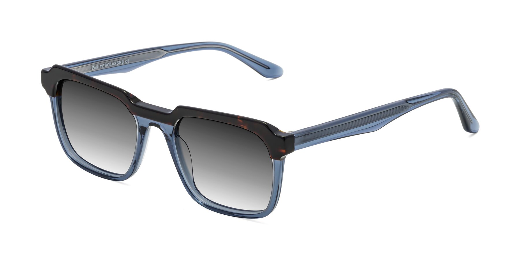 Angle of Zell in Tortoise-Blue with Gray Gradient Lenses