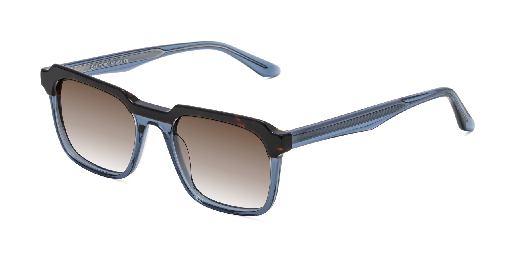 Angle of Zell in Tortoise-Blue with Brown Gradient Lenses