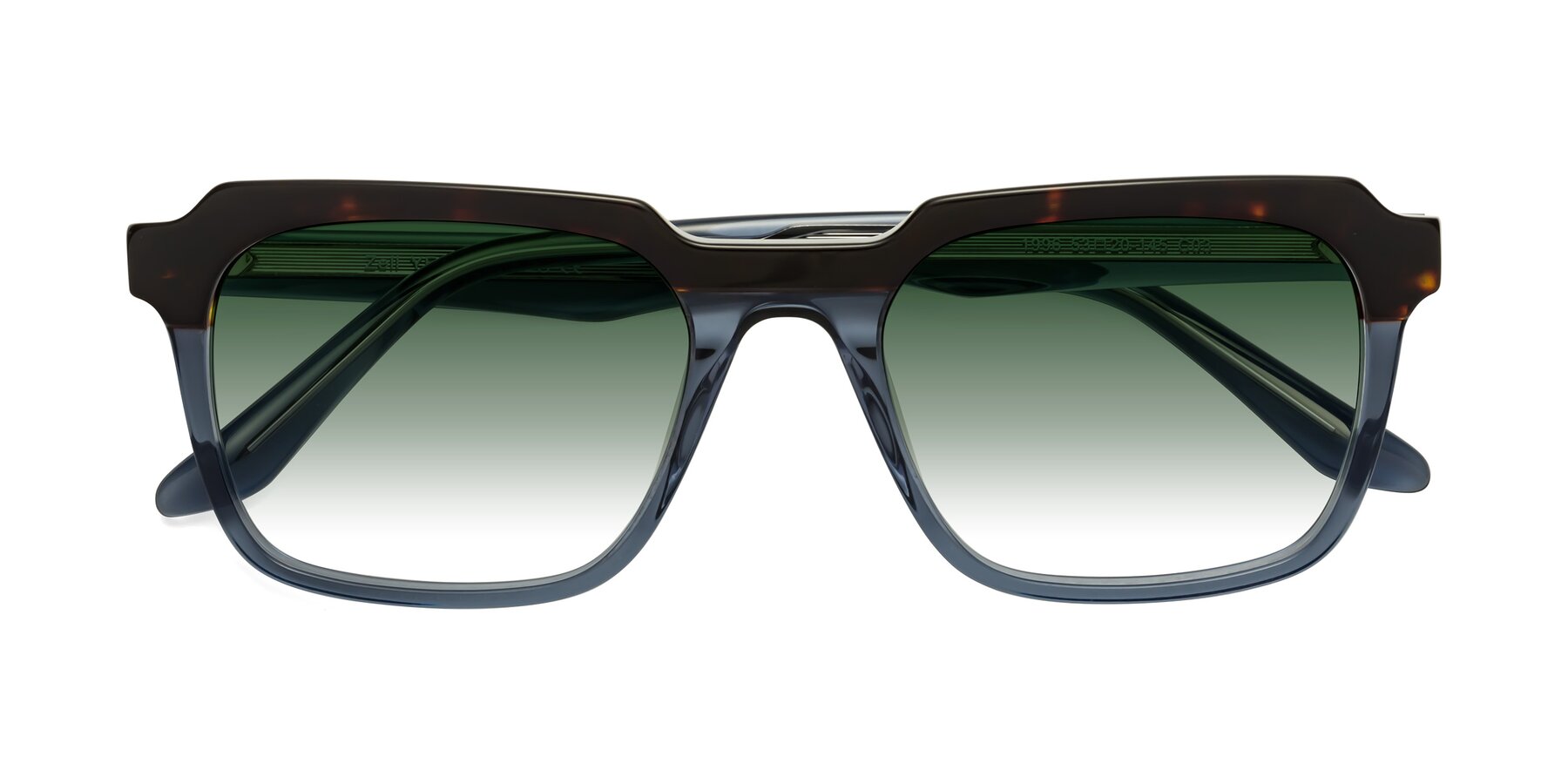 Folded Front of Zell in Tortoise-Blue with Green Gradient Lenses