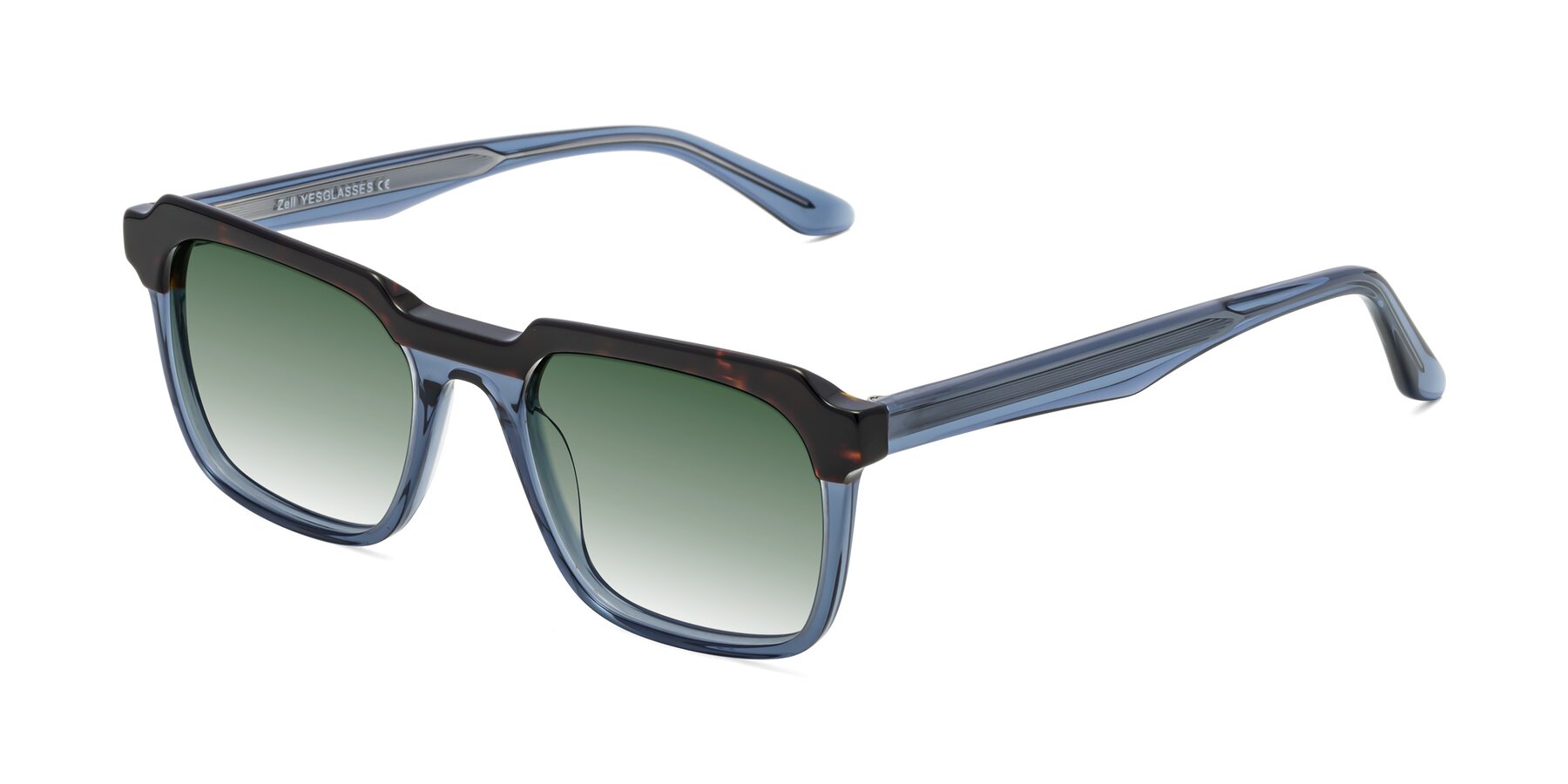 Angle of Zell in Tortoise-Blue with Green Gradient Lenses