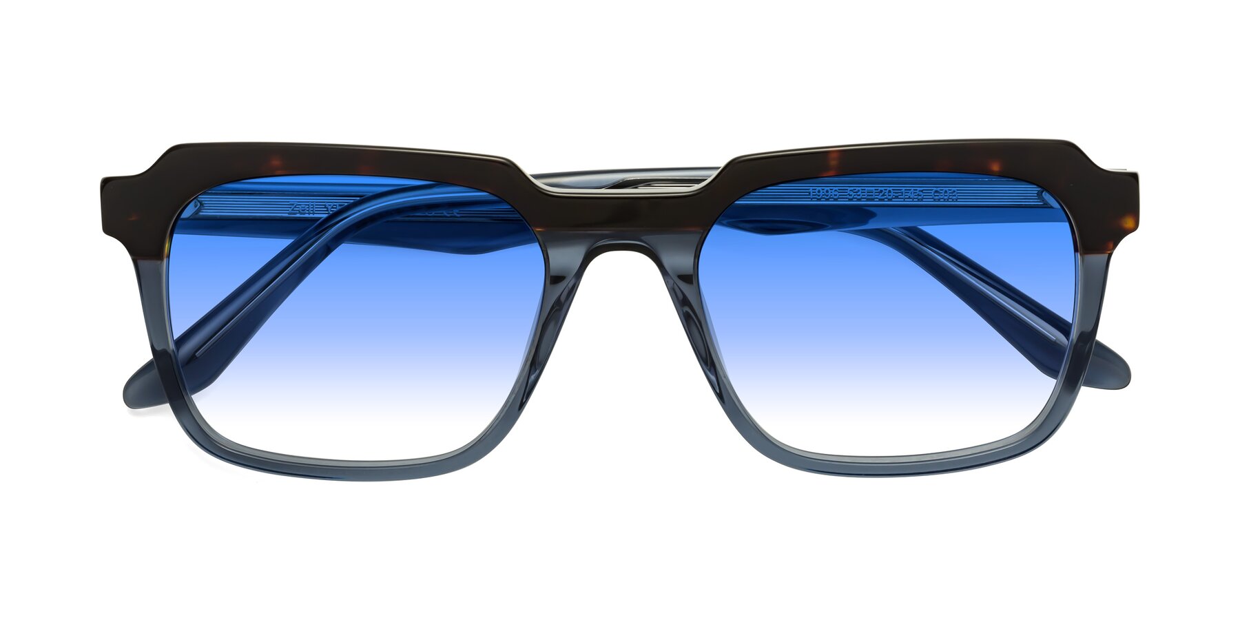 Folded Front of Zell in Tortoise-Blue with Blue Gradient Lenses