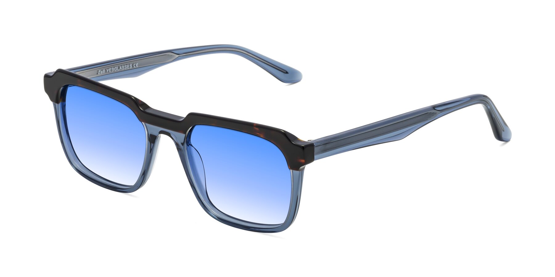 Angle of Zell in Tortoise-Blue with Blue Gradient Lenses