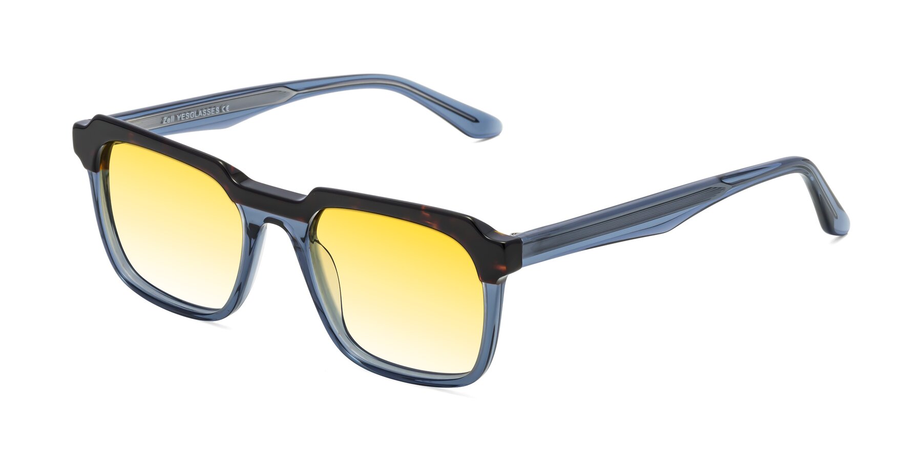 Angle of Zell in Tortoise-Blue with Yellow Gradient Lenses