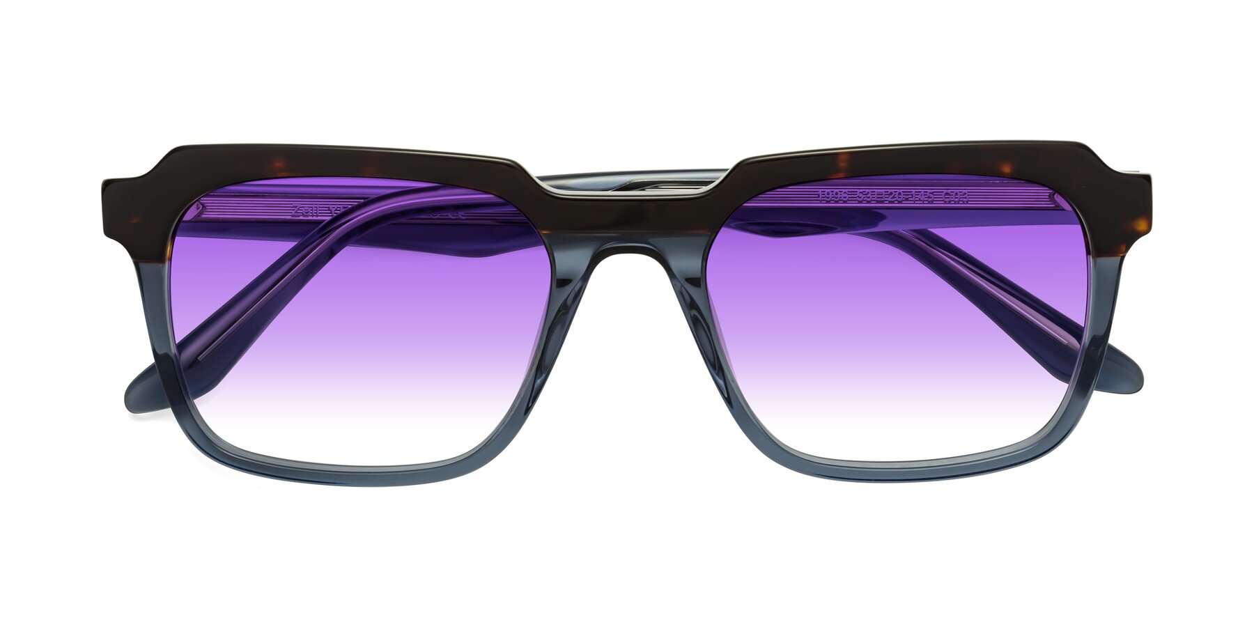 Folded Front of Zell in Tortoise-Blue with Purple Gradient Lenses