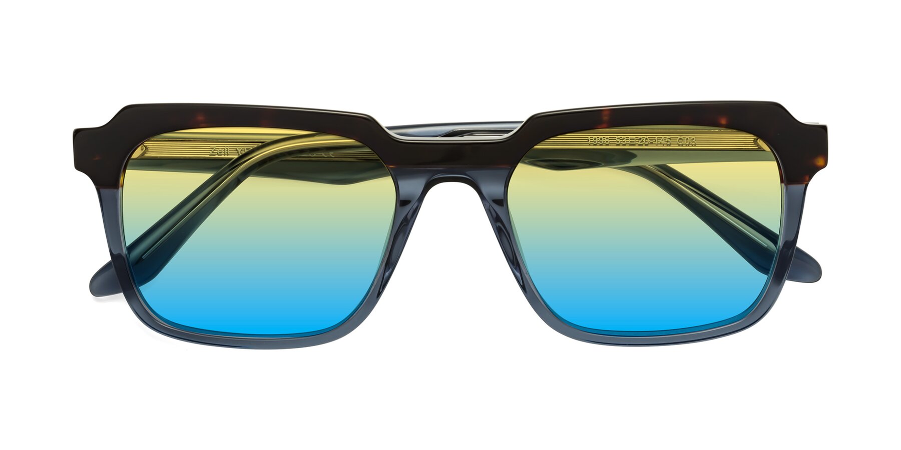 Folded Front of Zell in Tortoise-Blue with Yellow / Blue Gradient Lenses