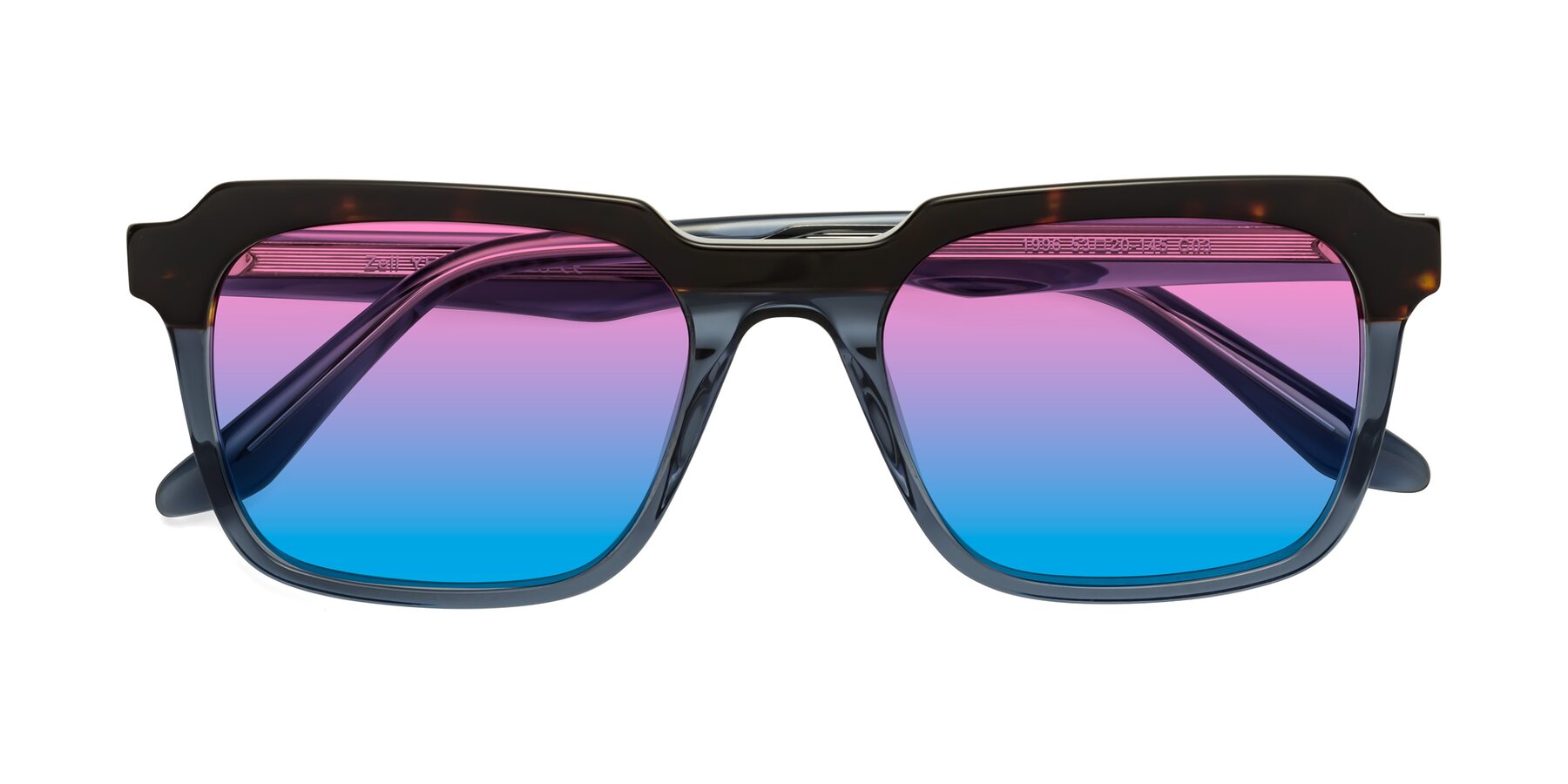 Folded Front of Zell in Tortoise-Blue with Pink / Blue Gradient Lenses